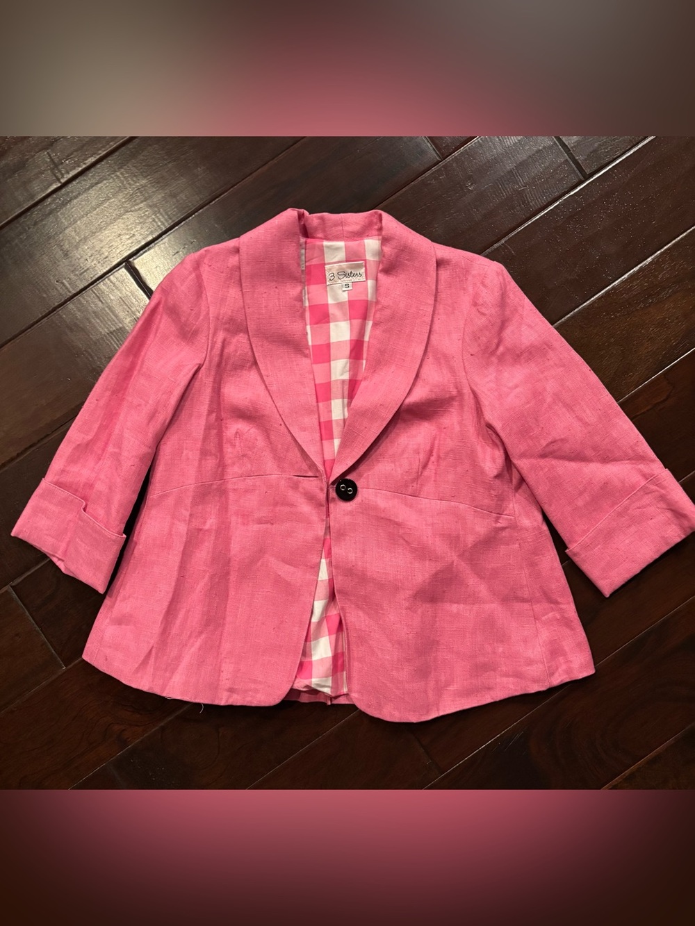3 Sisters Pink Linen Blazer - Size Small
